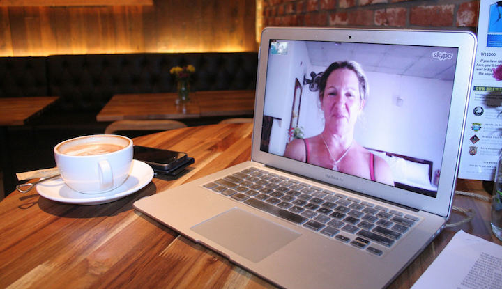 skype launched on a laptop
