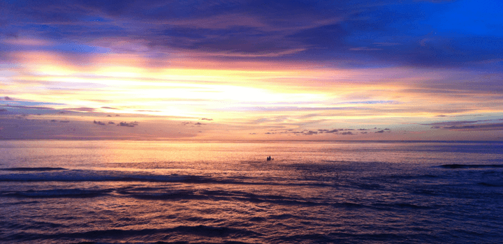 calm sea near Nauru and a sunset